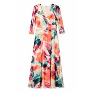 Harlow & Rose 3/4 Sleeve Watercolor Maxi Dress Summer Wedding Party M